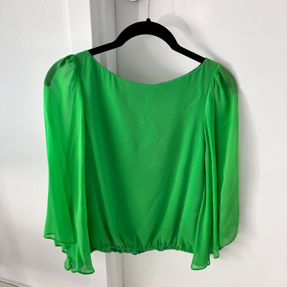 Alice + Olivia Green Silk Shirt - Size XS
